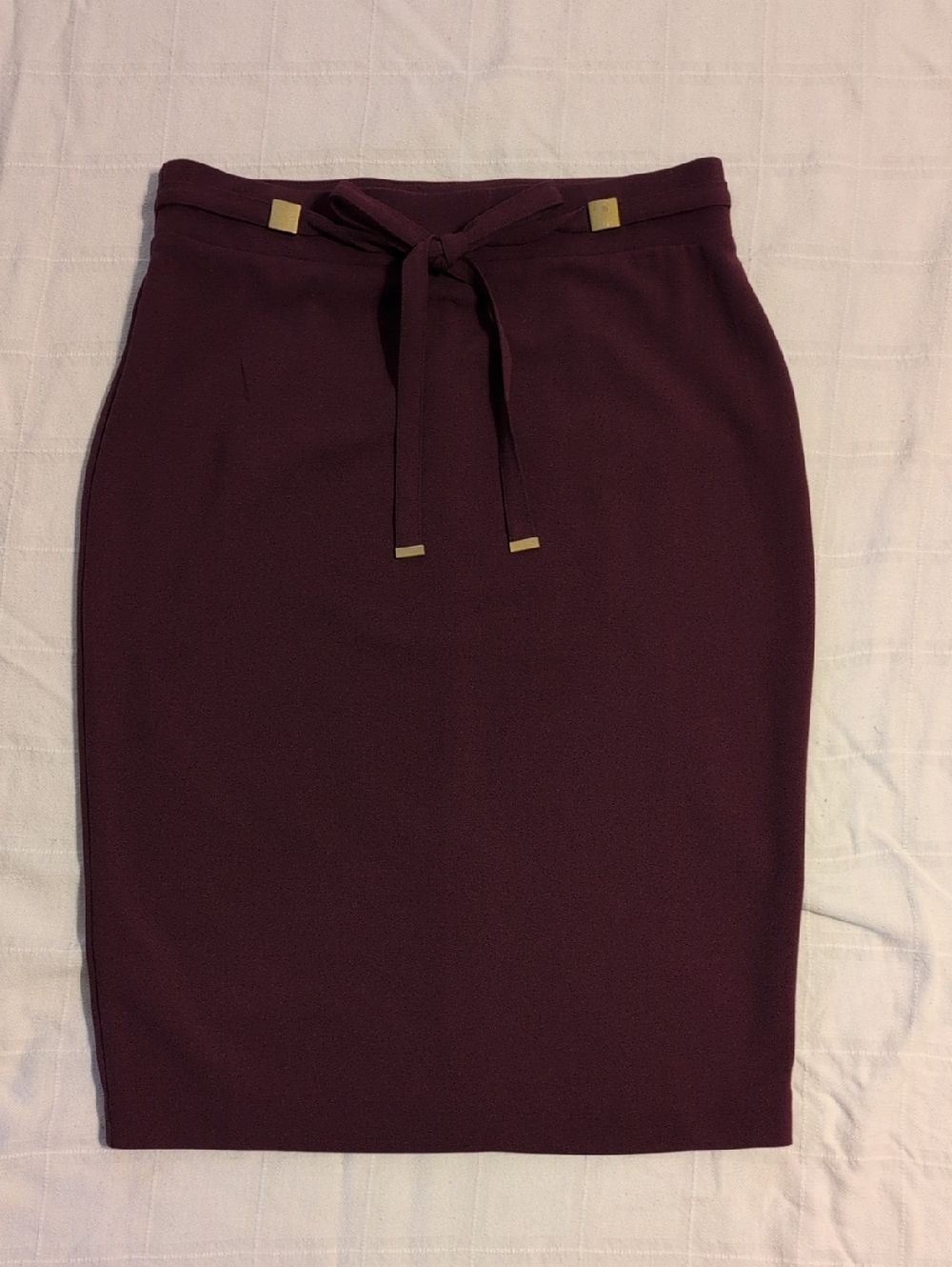 Women's Plum Pencil Skirt with Waist Tie